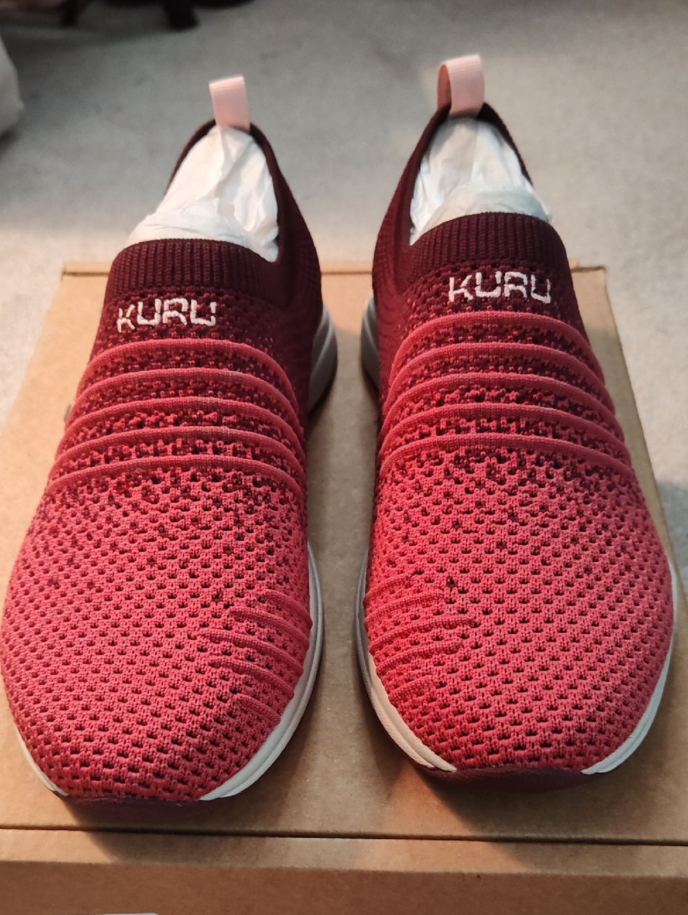 KURU Slip-On Knit Sneakers in Burgundy